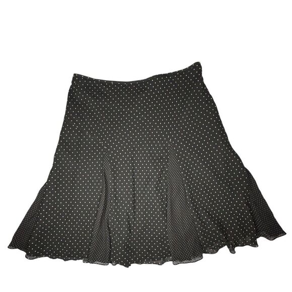 Alfani Sz 14P 100% Silk Skirt Fully Lined Black White Polka Dots Side Zipper - Picture 1 of 11